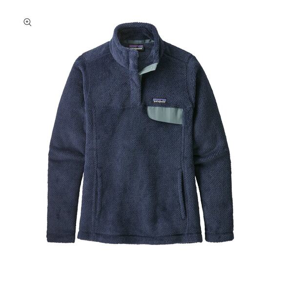 Patagonia Sweater Women XL Fleece Retool Snap T Pullover Jacket Navy Blue - Picture 1 of 12